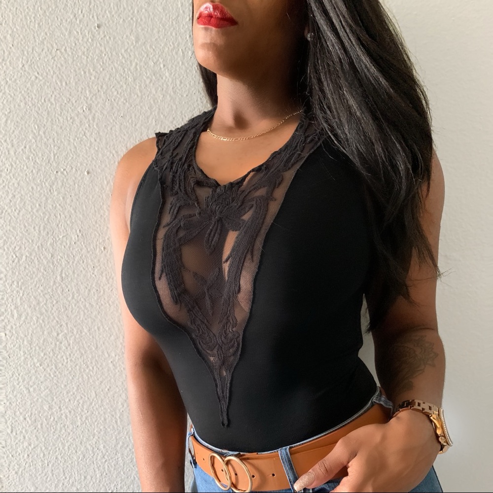 Women’s black sheer bodysuit